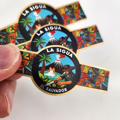 Logo na zamówienie Cigar Adhesive Sticker Waterproof Packaging Foil Stamping Cigar Band Drukowana etykieta
