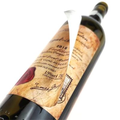 Podwójne warstwy Etykiety samoprzylepne przeciwfałszowania Wino Ręcznie wykonane Etykiety na zamówienie
