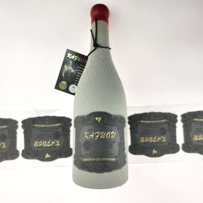 Etykiety ze skóry PU z odciskami, złota folia OEM, ręcznie wykonane etykiety ze skóry do butelek wina
