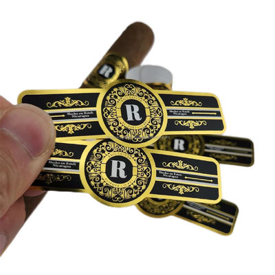 Pantone 3D Cigar Label Printing Spot UV Gold Foil Art Paper Embossed Niestandardowe naklejki foliowe
