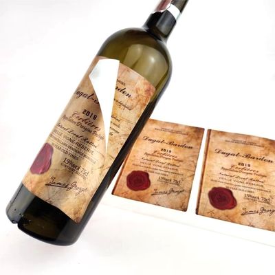 Etykieta butelki czerwonego wina na zamówienie Wodoszczelna Klej logo prywatne Marka Produktu Opakowanie Etykieta drukowanie