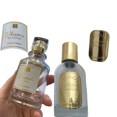 Niestandardowa etykieta butelki Embossed Logo Perfume Aluminium Tag Samoklejne naklejki do opakowań perfum