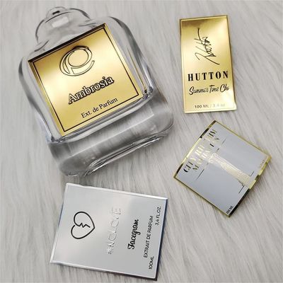 Etykiety samoprzylepne 3D z logo metalowym, do butelek perfum