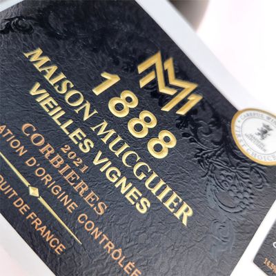 kupować Etykieta na napoje z czerwonego wina wysokiej jakości naklejka tekstura złota folia samoprzylepna błyszcząca wina winylowa opakowanie przemysłowe online manufacture