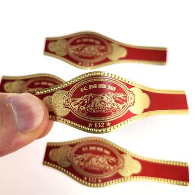 Dobra cena. Custom Round Rectangular Oval Cigar Band Label with Gold Foil Stamping and Embossed Design w Internecie