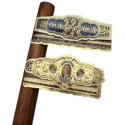 Dobra cena. ISO9001 Certified Waterproof Eco-friendly Cigar Label Adhesive Sticker with Gold Foil 3D Embossed Customized Shape w Internecie